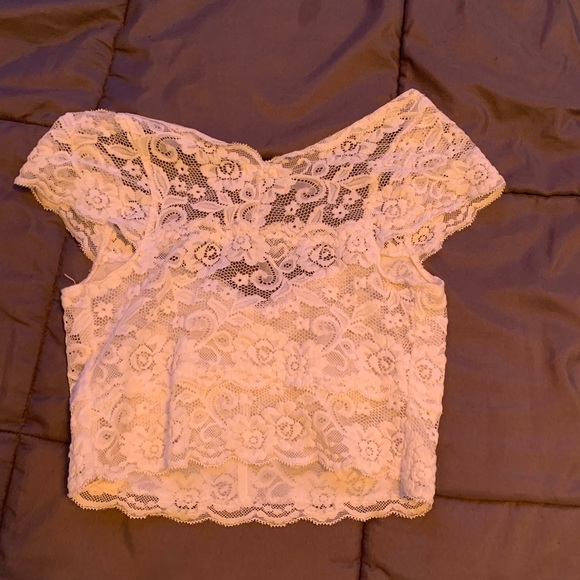 garage lace white crop top - Picture 2 of 3